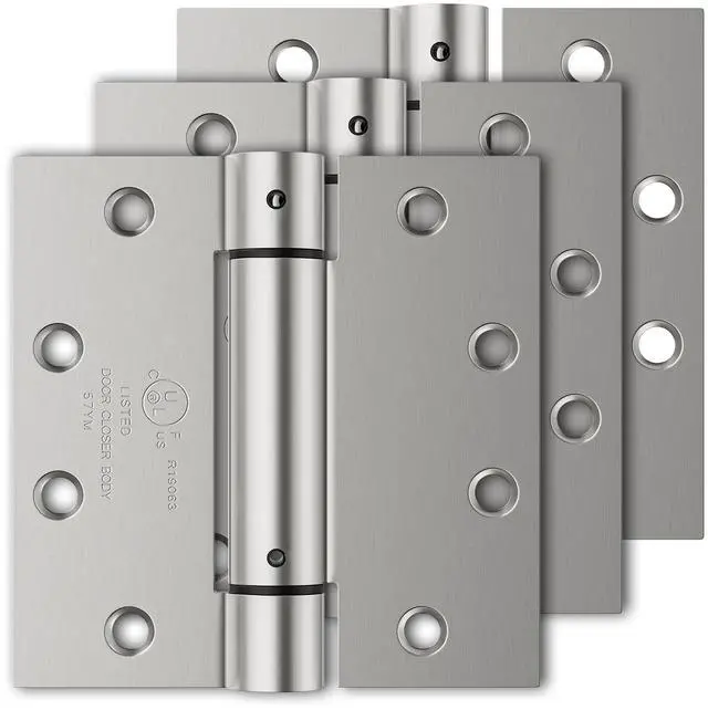 Alt view image 8 of 14 - 3 Pack Self Closing Door Hinges, 4.5" x 4.5" Spring Loaded Hinges | Square Corners, Adjustable Tension for Garage, Front Door, Back Door, for Left and Right Hand Door, UL Listed