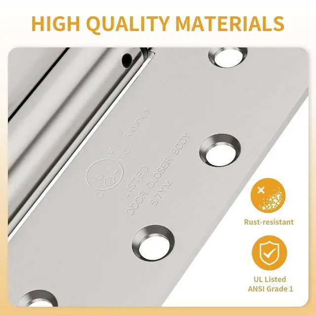 Alt view image 10 of 14 - 3 Pack Self Closing Door Hinges, 4.5" x 4.5" Spring Loaded Hinges | Square Corners, Adjustable Tension for Garage, Front Door, Back Door, for Left and Right Hand Door, UL Listed