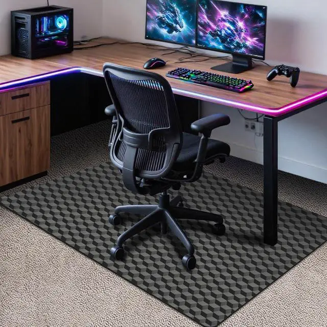 Alt view image 8 of 14 - Office Chair Mat for Carpet, 60"x48"Gaming Computer Desk Mat for Low Pile Carpet, Heavy Duty Floor Protector Mat for Rolling Chairs, Easy Glide Chair Mat for Home Office
