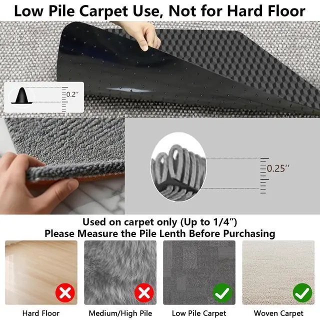 Alt view image 11 of 14 - Office Chair Mat for Carpet, 60"x48"Gaming Computer Desk Mat for Low Pile Carpet, Heavy Duty Floor Protector Mat for Rolling Chairs, Easy Glide Chair Mat for Home Office