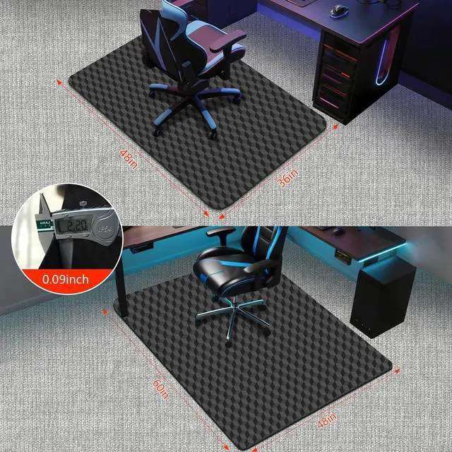 Alt view image 9 of 14 - Office Chair Mat for Carpet, 60"x48"Gaming Computer Desk Mat for Low Pile Carpet, Heavy Duty Floor Protector Mat for Rolling Chairs, Easy Glide Chair Mat for Home Office