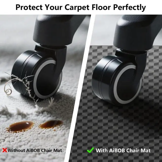 Alt view image 12 of 14 - Office Chair Mat for Carpet, 60"x48"Gaming Computer Desk Mat for Low Pile Carpet, Heavy Duty Floor Protector Mat for Rolling Chairs, Easy Glide Chair Mat for Home Office