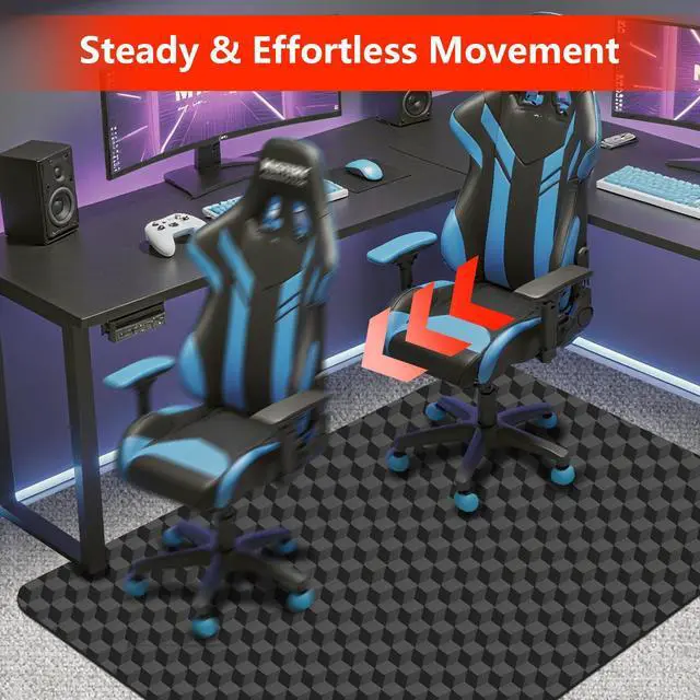 Alt view image 13 of 14 - Office Chair Mat for Carpet, 60"x48"Gaming Computer Desk Mat for Low Pile Carpet, Heavy Duty Floor Protector Mat for Rolling Chairs, Easy Glide Chair Mat for Home Office