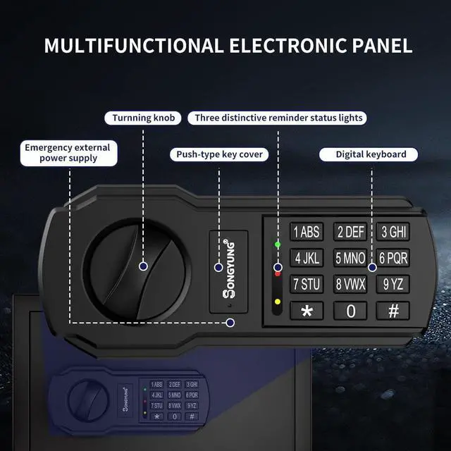 Alt view image 9 of 14 - 60 Keys Cabinet Wall Safe with Sensor Light and Emergency External Power Supply, Electronic Key Safe,Secure Wall Mount Safe with 60 Key Tags for Hotels,Office,Companies,Car Dealerships
