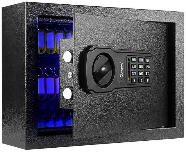 Alt view image 8 of 14 - 60 Keys Cabinet Wall Safe with Sensor Light and Emergency External Power Supply, Electronic Key Safe,Secure Wall Mount Safe with 60 Key Tags for Hotels,Office,Companies,Car Dealerships