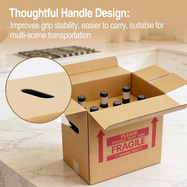 Alt view image 12 of 14 - Xfzzrsdf 10Pcs 6 Bottles Wine Boxes for Moving - Wine Shipping Box Kitchen Moving Storage Carrier with Reinforced Cardboard and Handles for Glassware Dishes Travel (14 x 9 x 13 Inch)