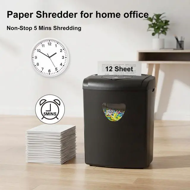 Alt view image 11 of 14 - 12-Sheet Cross Cut Paper Shredder with Large 5.55-Gallon Basket - P-4 Security, 3-Mode Shred for Cards/CDs/Staples/Clips - Jam Proof System for Office (ETL Certified)