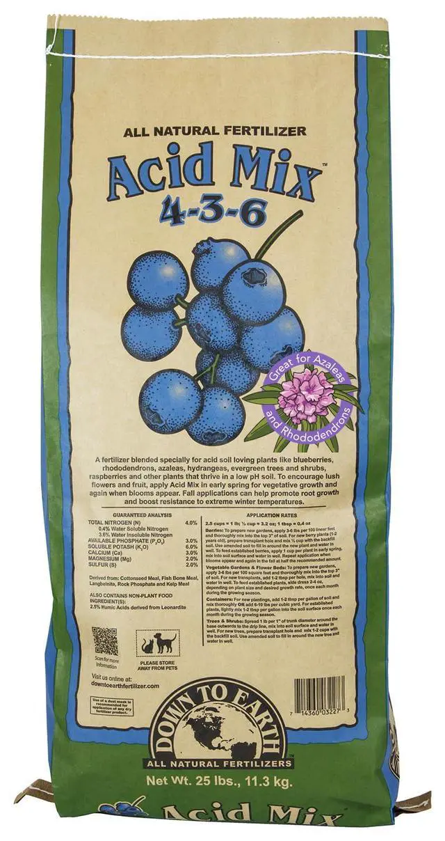 Alt view image 7 of 12 - Organic Acid Mix - Plant Food for Blueberries, Raspberries, Azaleas and Rhododendrons 4-3-6, 25 lb