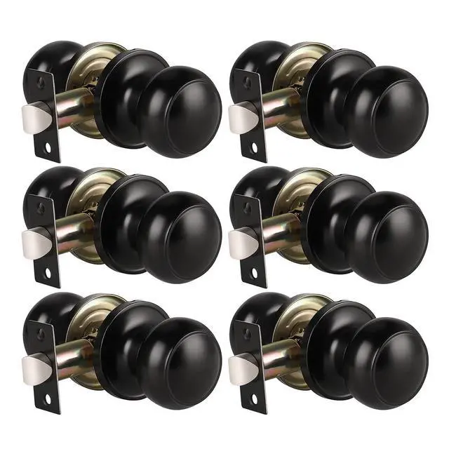Alt view image 8 of 14 - 6 Pack Matte Black Door Knob - Round Interior Door Handles for Hallway & Closet, Non-Locking Passage Door Knobs with Durable Lockset, Easy Install