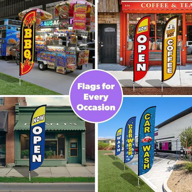 Alt view image 12 of 12 - Feather Flag Set, 12 ft Advertising Flag with Poles and Ground Spike for Business Promotion, Now Hiring (10M1200298GSet) | with Poles and Ground Spike