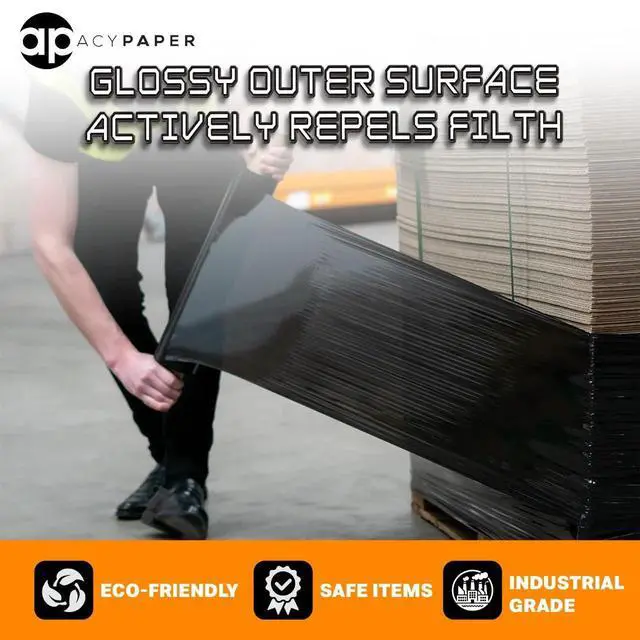 Alt view image 6 of 6 - 18" Black Stretch Wrap - 1500 Feet, 4 Rolls/Box, 80 Gauge | Durable Industrial Pallet Wrap for Moving, Packing, and Storage by