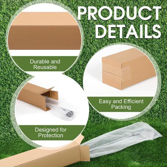 Alt view image 10 of 14 - 15 Pack 4 x 4 x 40 Inch Golf Club Shipping Boxes with 8 x 48 Inch Bubble Protector Tall Corrugated Boxes Cardboard Long Golf Storage Box for Shipping Packaging Moving Mailing Home or Business