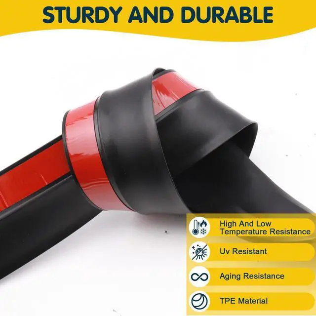 Alt view image 14 of 14 - Garage Door Seal Top and Sides - 36 FT TPE Weather Stripping Garage Door Seal Replacement Weatherproofing Universal Sealing, Black