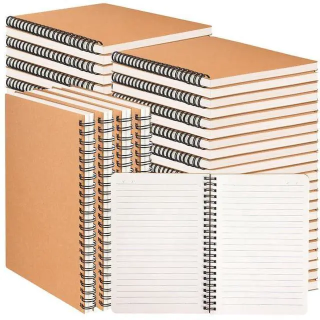 Alt view image 8 of 14 - 60 Packs A5 Spiral Lined Notebooks, Kraft Paper Cover, 8.0"×5.6", 60 Sheets/120 Pages, Ruled Notebooks Bulk, Hardcover Journal Notepad Travel Notebooks for Office and Back to School Supplies
