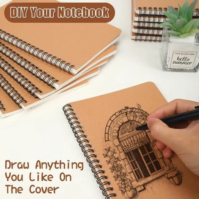 Alt view image 11 of 14 - 60 Packs A5 Spiral Lined Notebooks, Kraft Paper Cover, 8.0"×5.6", 60 Sheets/120 Pages, Ruled Notebooks Bulk, Hardcover Journal Notepad Travel Notebooks for Office and Back to School Supplies