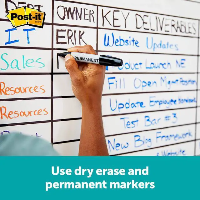 Alt view image 9 of 14 - Easy Erase Permanent Marker Whiteboard Surface Permanent Marker Wipes Away with Water 4 ft X 3 ft White Dry Erase Whiteboard Film