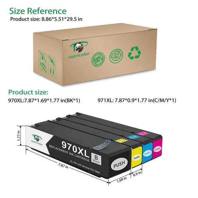 Alt view image 9 of 12 - Replacement 970xl 971xl Ink Cartridges, 970 971 Ink with V8 Chips Compatible for Officejet Pro X576dw X476dw X476dn X451dn X451dw X551dw Printer