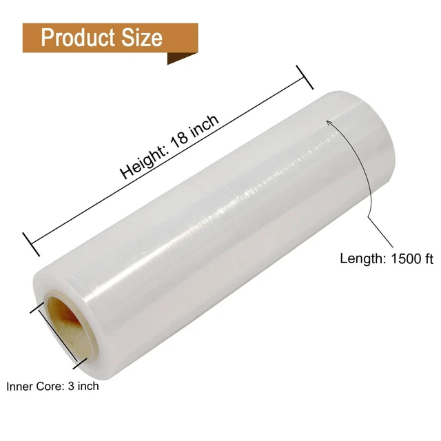 Alt view image 9 of 14 - 18" x 1500FT Industrial Class Pallet Wrap, 80 Gauge Heavy-Duty Stretch Film, Clear for Warehouse Packing, Adhering Packing Moving Packaging