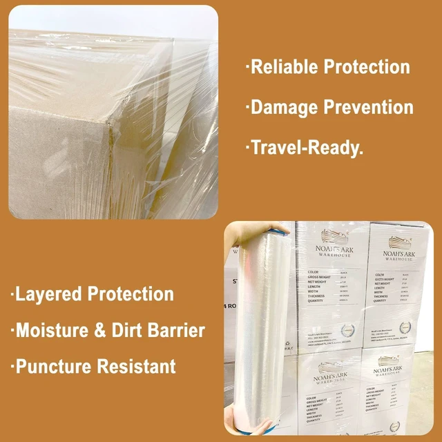 Alt view image 12 of 14 - 18" x 1500FT Industrial Class Pallet Wrap, 80 Gauge Heavy-Duty Stretch Film, Clear for Warehouse Packing, Adhering Packing Moving Packaging