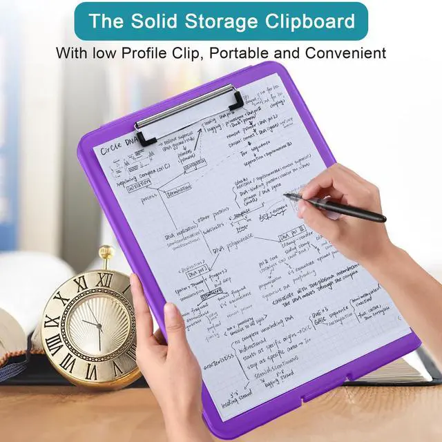 Alt view image 13 of 14 - 10 Pieces Clipboard with Storage Plastic Storage Clipboard Nursing Clip Board Foldable Clip Board with Low Profile Clip for Home Office School, Size 9.5 x 13.5 Inch(Bright Color)
