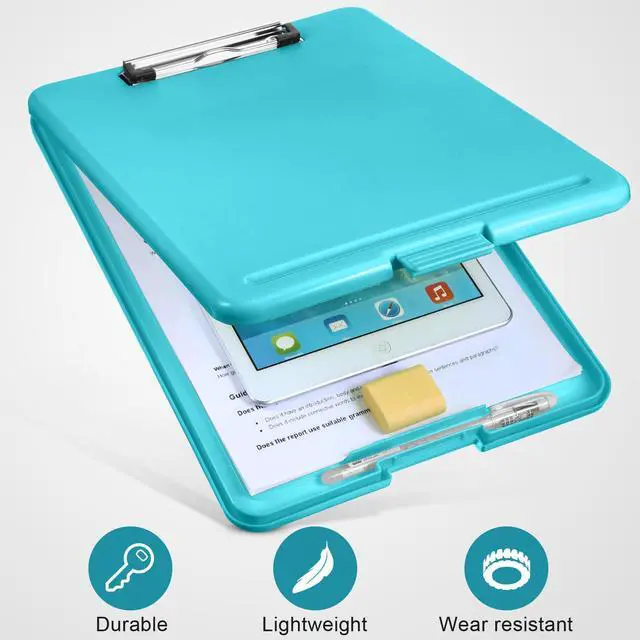 Alt view image 12 of 14 - 10 Pieces Clipboard with Storage Plastic Storage Clipboard Nursing Clip Board Foldable Clip Board with Low Profile Clip for Home Office School, Size 9.5 x 13.5 Inch(Bright Color)