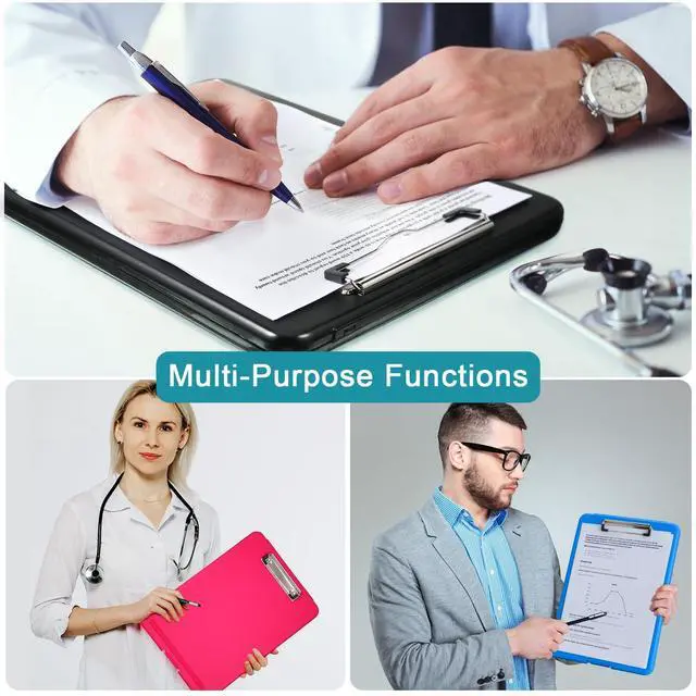 Alt view image 14 of 14 - 10 Pieces Clipboard with Storage Plastic Storage Clipboard Nursing Clip Board Foldable Clip Board with Low Profile Clip for Home Office School, Size 9.5 x 13.5 Inch(Bright Color)