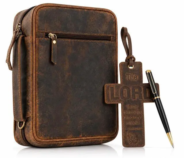 Alt view image 8 of 14 - Large Bible Cover Case for Women & Men, Protective Book Cover, Carrying Bag for Church and Travel