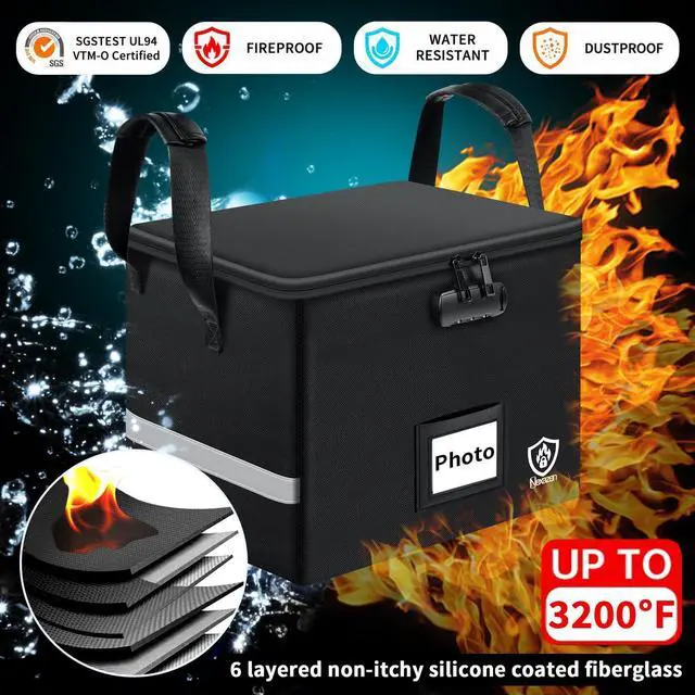 Alt view image 9 of 14 - Fireproof Photo Storage Box with Lock, with 39 Cases for 4x6 & 8x12 | Waterproof Picture & File Organizer, Portable Photos Boxes Containers for Families, Photographers, Scrapbooking, Moving, Home
