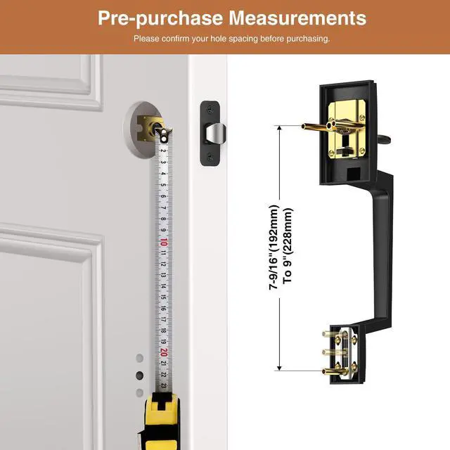 Alt view image 11 of 14 - Black Front Door Handle No Lock for Modern Entry Door | Zinc Alloy, Reversible Exterior Door Handle for Left & Right Hand Door, Lower Half Grip, 35MM-45MM Door Thickness