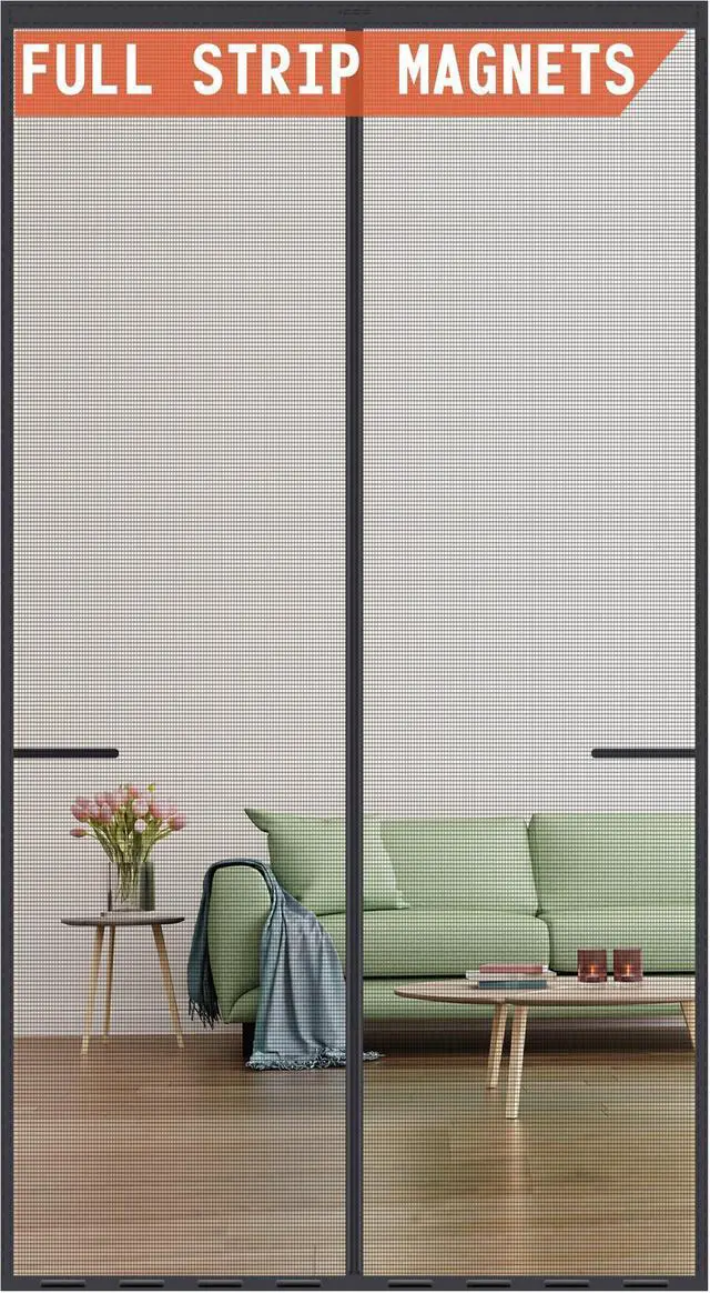 Alt view image 8 of 14 - Magnetic Screen Door Upgraded-Model Full Strip Magnets Fit Door to 38x82 | Heavy Duty Fiberglass Mesh,Retractable Door Screen Magnetic Closure for Single Front Sliding Door,Black