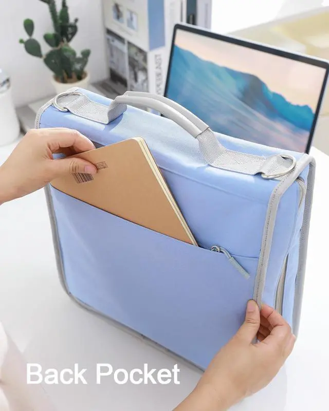 Alt view image 10 of 14 - 3" D-ring Zipper Binder with 700+ Sheets Capacity | 3-ring Zip Up Binder with Shoulder Strap for School, College, Office, Compatible with 13" MacBook/Tablet (Light Blue)