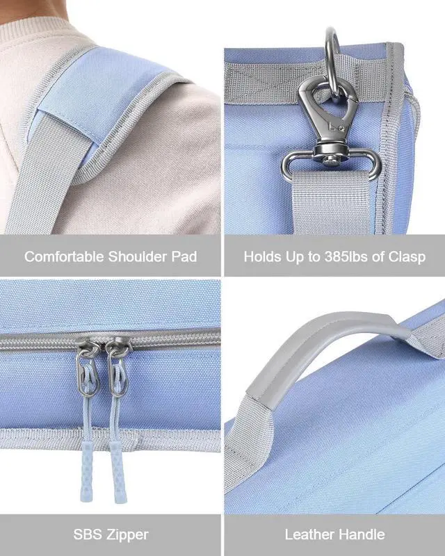 Alt view image 14 of 14 - 3" D-ring Zipper Binder with 700+ Sheets Capacity | 3-ring Zip Up Binder with Shoulder Strap for School, College, Office, Compatible with 13" MacBook/Tablet (Light Blue)