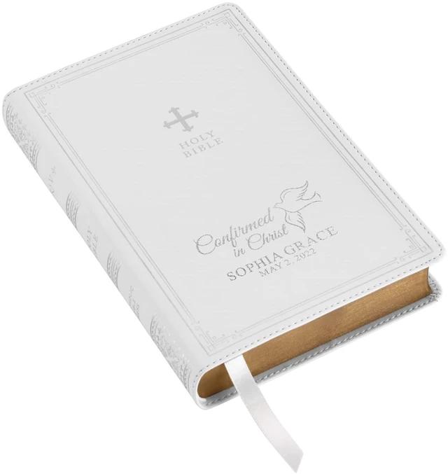 Alt view image 8 of 14 - Personalized Catholic Bible for Confirmation - Religious Keepsake - Sacrament for Kids, Young Adults - Confirmed in Christ - White Cover