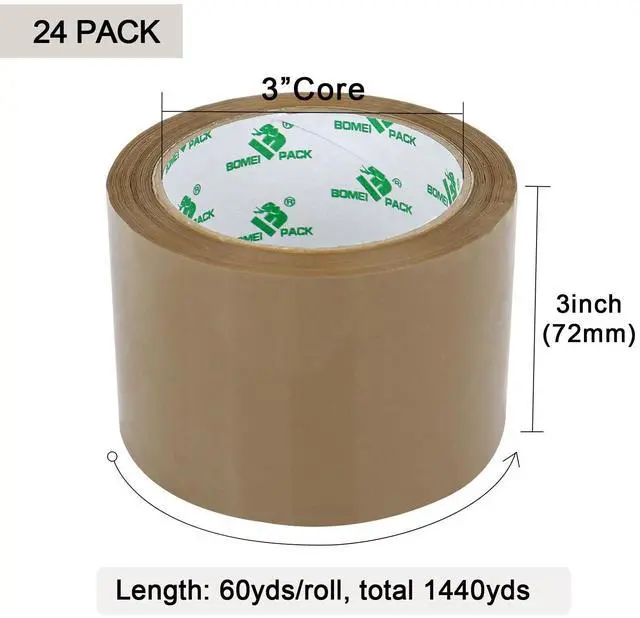 Alt view image 9 of 14 - Brown Packing Tape 3 inch, 24 Refills Rolls Bulk Wide Packaging Tape for Moving, Shipping and Storage, 2.4 Mil x 60 Yards