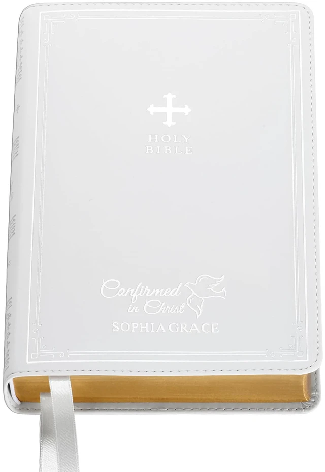 Alt view image 9 of 14 - Personalized Catholic Bible for Confirmation - Religious Keepsake - Sacrament for Kids, Young Adults - Confirmed in Christ - White Cover