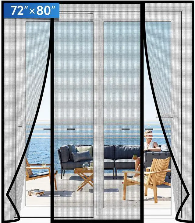 Alt view image 8 of 14 - Magnetic Screen Door Upgraded PET Mesh Stronger Than Fiberglass and Polyester,Hands Free,Keeps Bugs Out,Pet & Kid Friendly,Suitable for Sliding Door,Large Patio Door and French Door-72''x80''