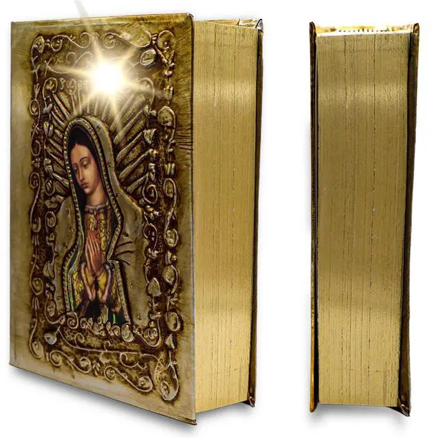 Alt view image 8 of 14 - Catholic Spanish Bible with Metalic Cover of Our Virgen de Guadalupe Spanish Bible Large Print - Decorations for Catholic Wedding biblia