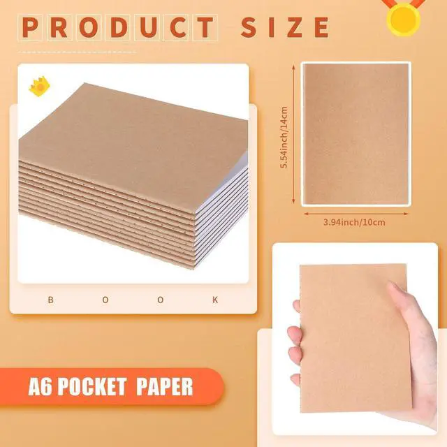 Alt view image 9 of 14 - 200 Pack Small Notebooks Bulk, A6 Pocket Notebook,Brown | Kraft, Blank Unlined, Mini Journals, Mini Sketchbooks, for Travelers Home Office School Supplies, 4 x 5.5 Inch