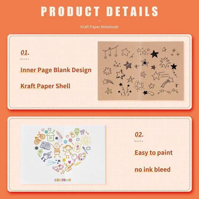 Alt view image 12 of 14 - 200 Pack Small Notebooks Bulk, A6 Pocket Notebook,Brown | Kraft, Blank Unlined, Mini Journals, Mini Sketchbooks, for Travelers Home Office School Supplies, 4 x 5.5 Inch