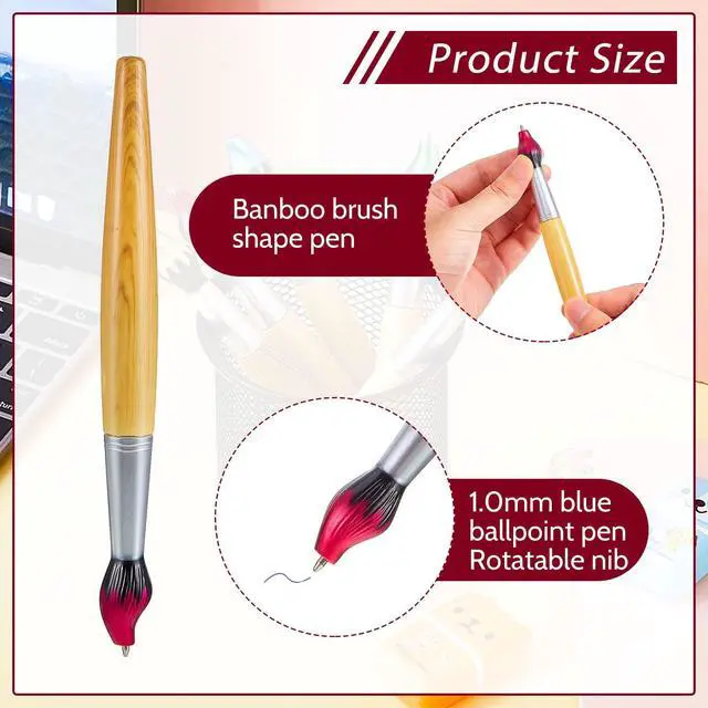 Alt view image 10 of 14 - 100 Pieces Paintbrush Pens Bamboo Paint Brush Shape Retractable Novelty Ballpoint Pens Appreciation Gifts for Art Teachers Art Themed Party Supplies