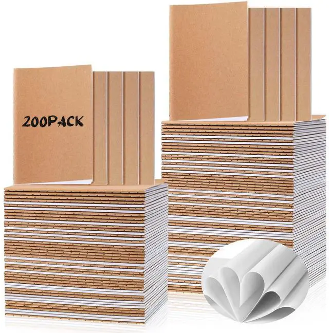 Alt view image 8 of 14 - 200 Pack Small Notebooks Bulk, A6 Pocket Notebook,Brown | Kraft, Blank Unlined, Mini Journals, Mini Sketchbooks, for Travelers Home Office School Supplies, 4 x 5.5 Inch