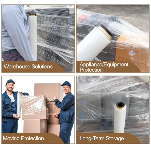 Alt view image 13 of 14 - 18" x 1500FT Industrial Class Pallet Wrap, 80 Gauge Heavy-Duty Stretch Film, Clear for Warehouse Packing, Adhering Packing Moving Packaging
