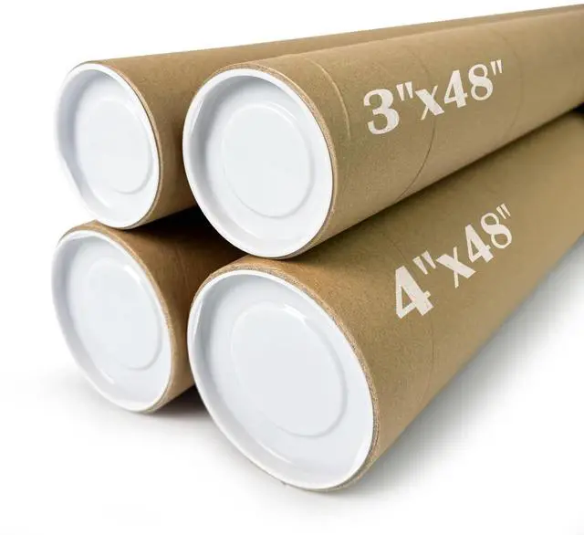 Alt view image 8 of 14 - 4 Pack Poster Mailing Tubes with Caps, Heavy Duty Cardboard Poster Tube, Shipping Tube for Prints, Documents, Crafts & Golf Clubs (4in*48in, 3in*48in)