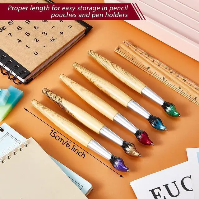Alt view image 9 of 14 - 100 Pieces Paintbrush Pens Bamboo Paint Brush Shape Retractable Novelty Ballpoint Pens Appreciation Gifts for Art Teachers Art Themed Party Supplies