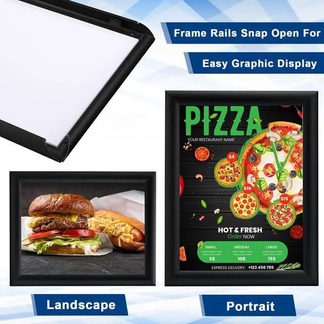 Alt view image 9 of 12 - 4 Pcs 8.5 x 11 Inch Front Load Easy Open Snap Frame Metal Poster/picture Snap Open Sign Holder Frame, Wall Mount or Tabletop