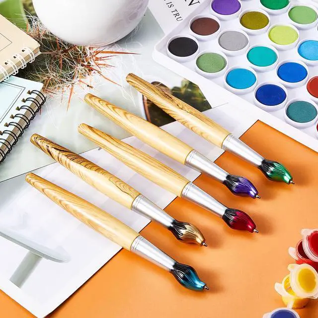 Alt view image 11 of 14 - 100 Pieces Paintbrush Pens Bamboo Paint Brush Shape Retractable Novelty Ballpoint Pens Appreciation Gifts for Art Teachers Art Themed Party Supplies