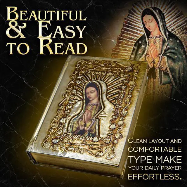 Alt view image 10 of 14 - Catholic Spanish Bible with Metalic Cover of Our Virgen de Guadalupe Spanish Bible Large Print - Decorations for Catholic Wedding biblia