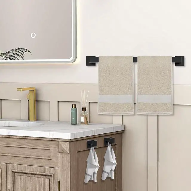 Alt view image 10 of 14 - Towel Bar - 23.6 Inch Bathroom Towel Holder - Matte Black | Stainless Steel Towel Racks for Bathroom Wall Mounted, Towel Rod for Bathroom Wall