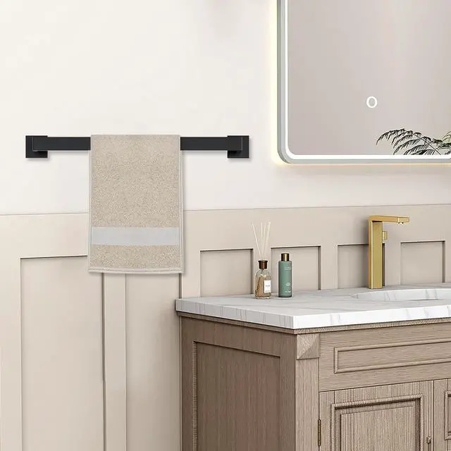 Alt view image 9 of 14 - Towel Bar - 23.6 Inch Bathroom Towel Holder - Matte Black | Stainless Steel Towel Racks for Bathroom Wall Mounted, Towel Rod for Bathroom Wall