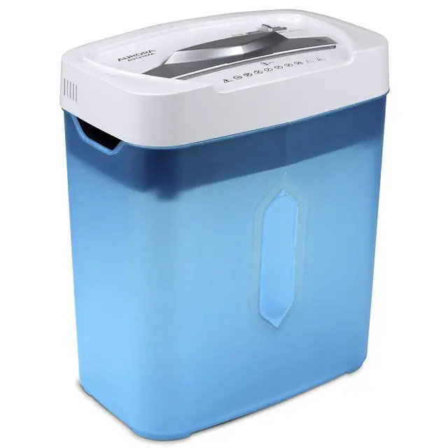 Alt view image 14 of 14 - AU1232XA Anti-Jam 12-Sheet Crosscut Paper/Credit Card Shredder with 5.2-Gallon Wastebasket (White/Semi Translucent Blue)